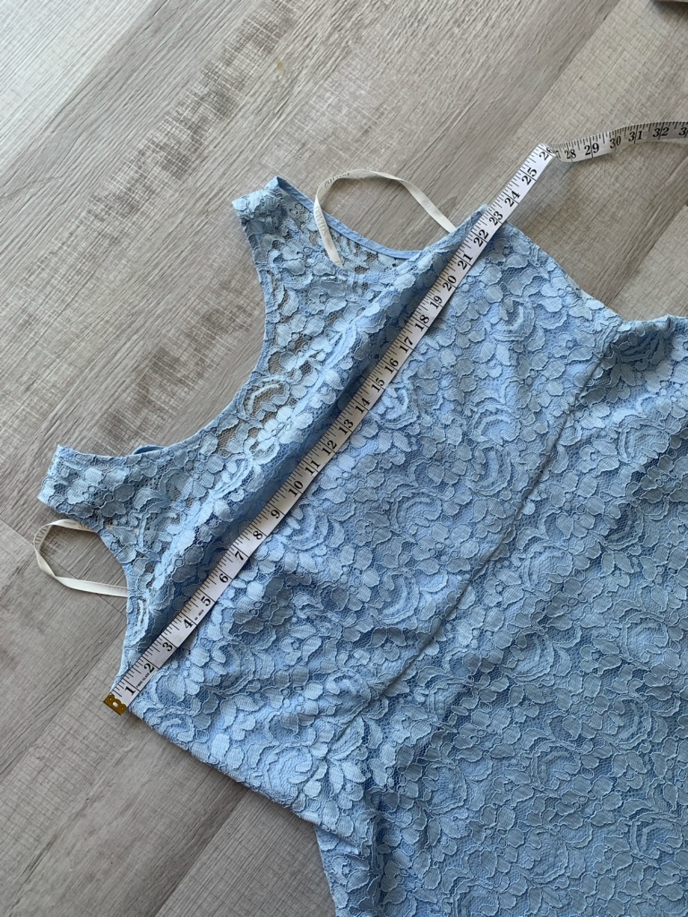 David's Bridal Light Blue Lace Floral Overlay - Picture 11 of 12